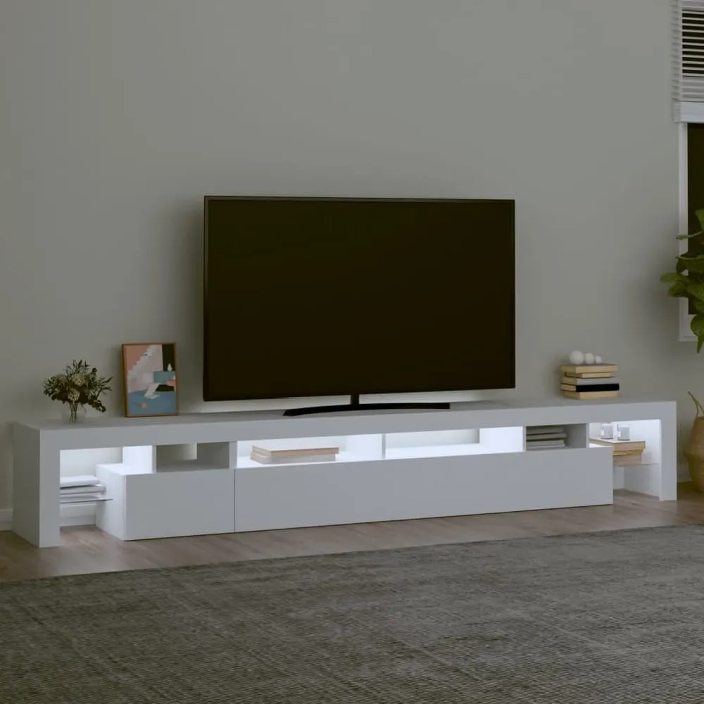 Boise TV Stand with LED Lights - White, Engineered Wood