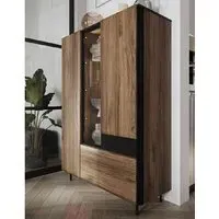 Boise Wide Display Cabinet with LED - Catania Oak