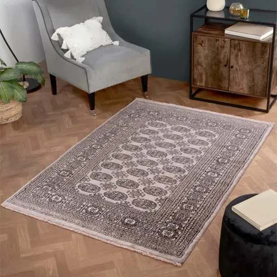 Bokhara Hand-Knotted Rug - Grey, Wool