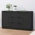 Bolivar Sideboard with 2 Doors 6 Drawers - Black, Engineered Wood