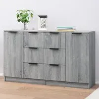 Bolivar Sideboard with 2 Doors 6 Drawers - Grey Sonoma Oak