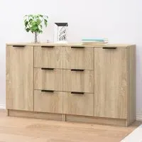 Bolivar Sideboard with 2 Doors 6 Drawers - Sonoma Oak