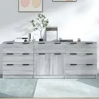 Bolivar Sideboard with 2 Doors 7 Drawers - Grey Sonoma Oak