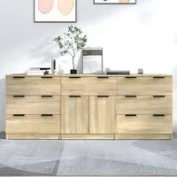 Bolivar Sideboard with 2 Doors 7 Drawers - Sonoma Oak, Engineered Wood