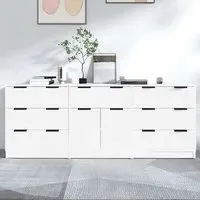 Bolivar Sideboard with 2 Doors 7 Drawers - White, Engineered Wood