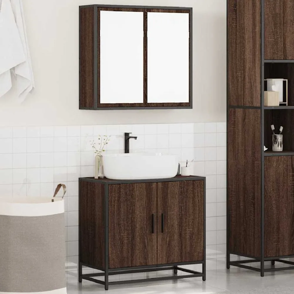 Bolivia 2 Piece Bathroom Furniture Set - Brown, Oak image