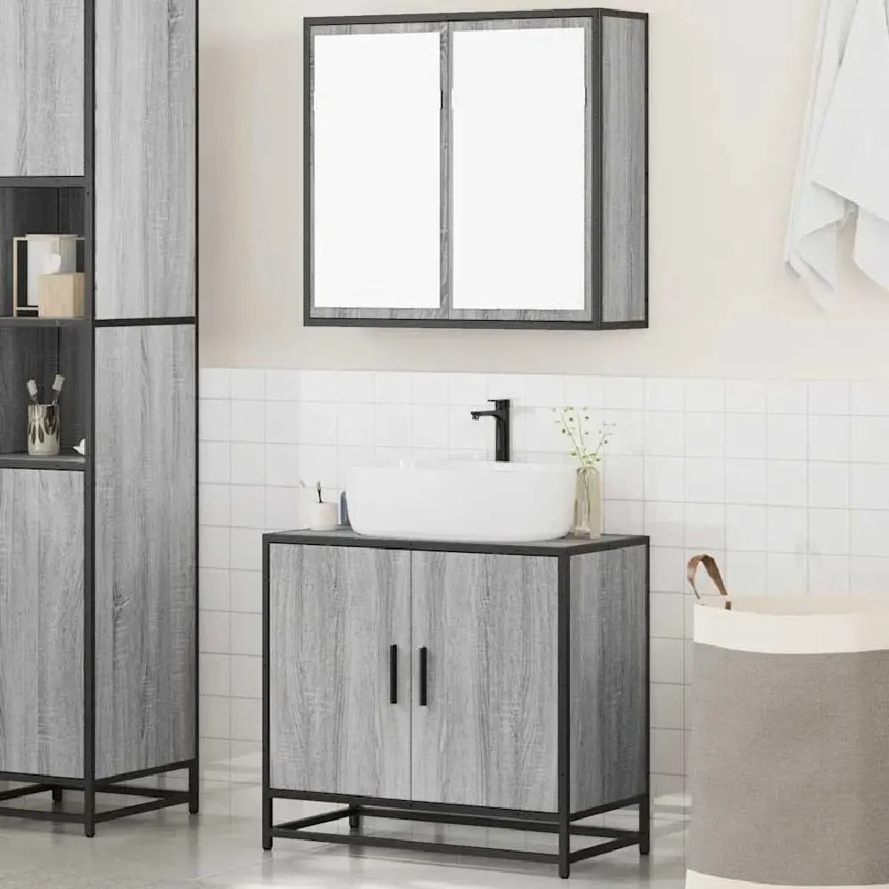 Bolivia 2 Piece Bathroom Furniture Set - Grey, Sonoma