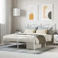 Bolivia Double Bed Frame with Headboard - White, Steel