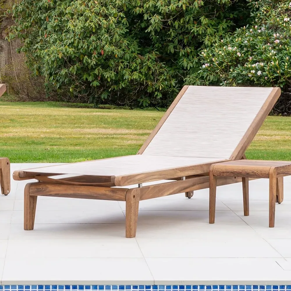 Bolivia Garden Adjustable Sun Lounger - Brown, Acacia