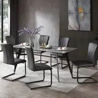 Bolivia Glass Dining Table with 6 Chairs - Blue Mist