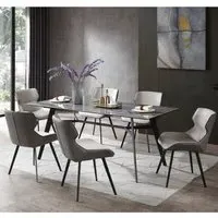 Bolivia Glass Dining Table with 6 Chairs - Blue Mist