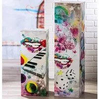 Bolivia Set of 2 Decorative Pillars - Multicolored, Metal