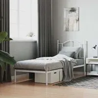 Bolivia Single Bed Frame with Headboard - White, Steel