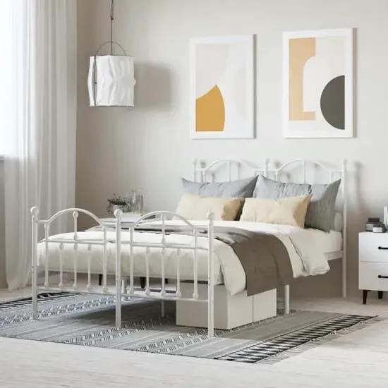 Bolivia Small Double Bed Frame - White, Steel