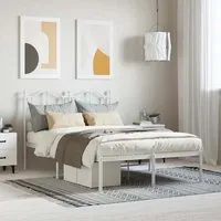 Bolivia Small Double Bed Frame with Headboard - White, Steel alternate view