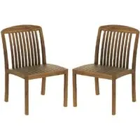Bolivia Wooden Garden Side Chairs Pair - Rich Brown