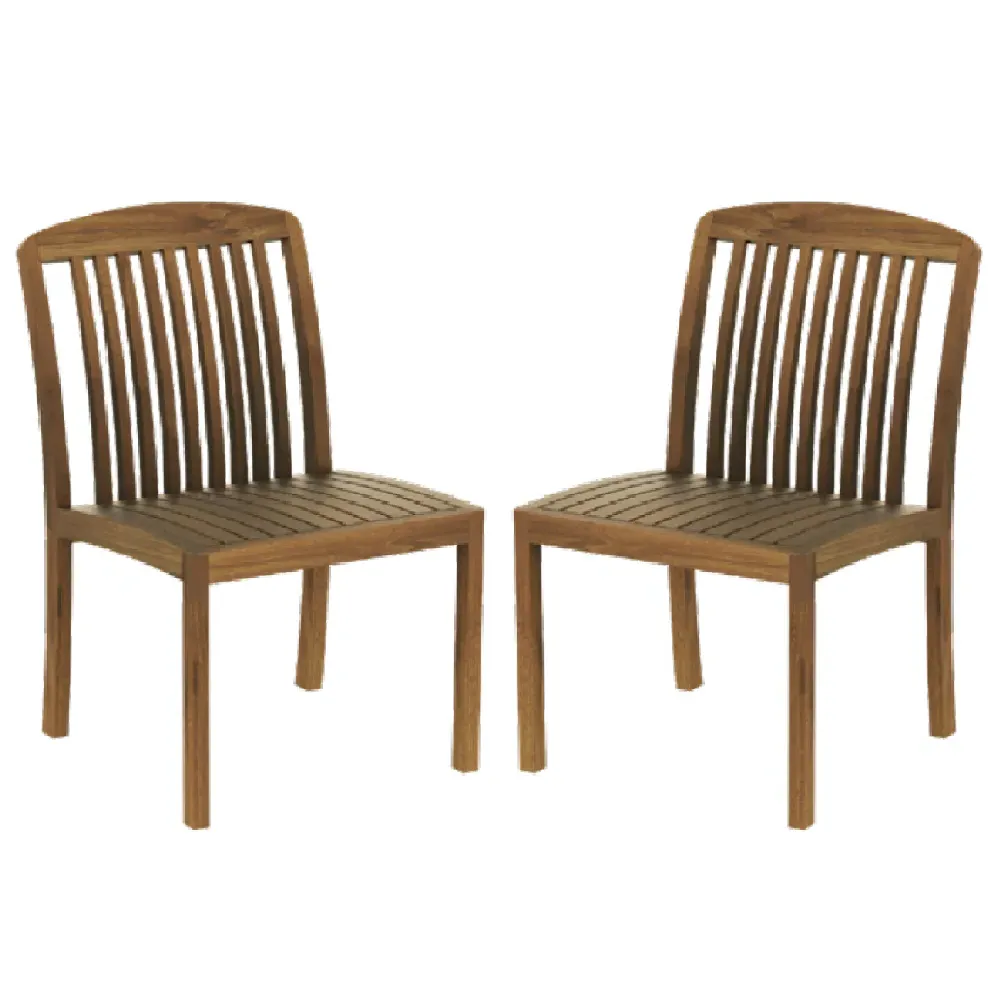 Bolivia Wooden Garden Side Chairs Pair - Rich Brown