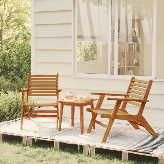 Bologna 3-Piece Bistro Set - Natural, Solid Acacia Wood product