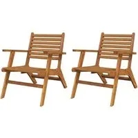 Bologna Garden Chairs in Pair - Natural, Solid Acacia Wood alternate view