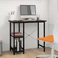 Bonita Laptop Desk with 2 Shelves - Black, Engineered Wood