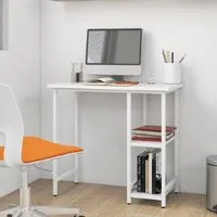 Bonita Laptop Desk with 2 Shelves - White, Engineered Wood