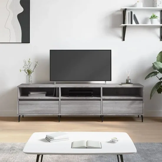 Bonn TV Stand with 3 Drawers - Grey Sonoma Oak