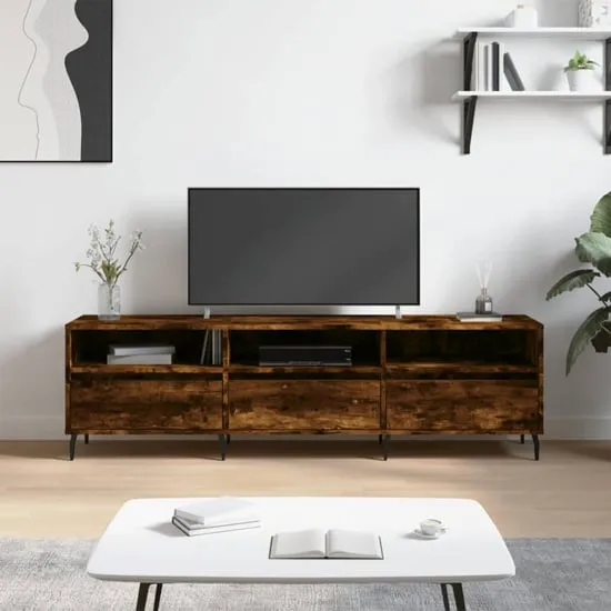 Bonn TV Stand with 3 Drawers - Smoked Oak