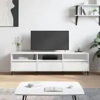 Bonn TV Stand with 3 Drawers - White, Engineered Wood alternate view