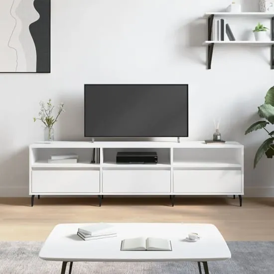 Bonn TV Stand with 3 Drawers - White