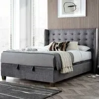 Boone Super King Size Ottoman Bed with Storage - Vogue Grey, Fabric