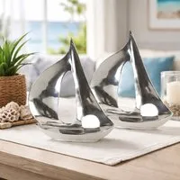 Bemidji Small Decorative Boat Set of 2 - Silver, Aluminium alternate view