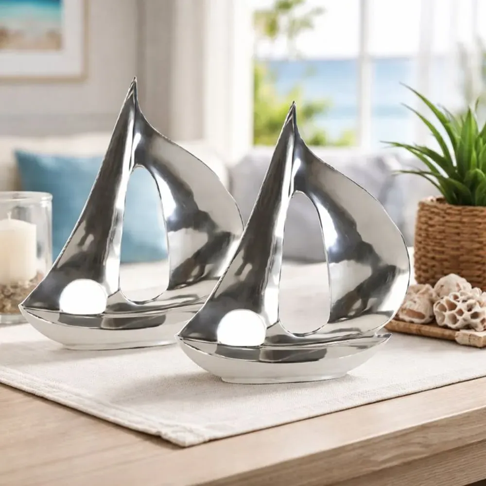 Bemidji Small Decorative Boat Set of 2 - Silver, Aluminium product