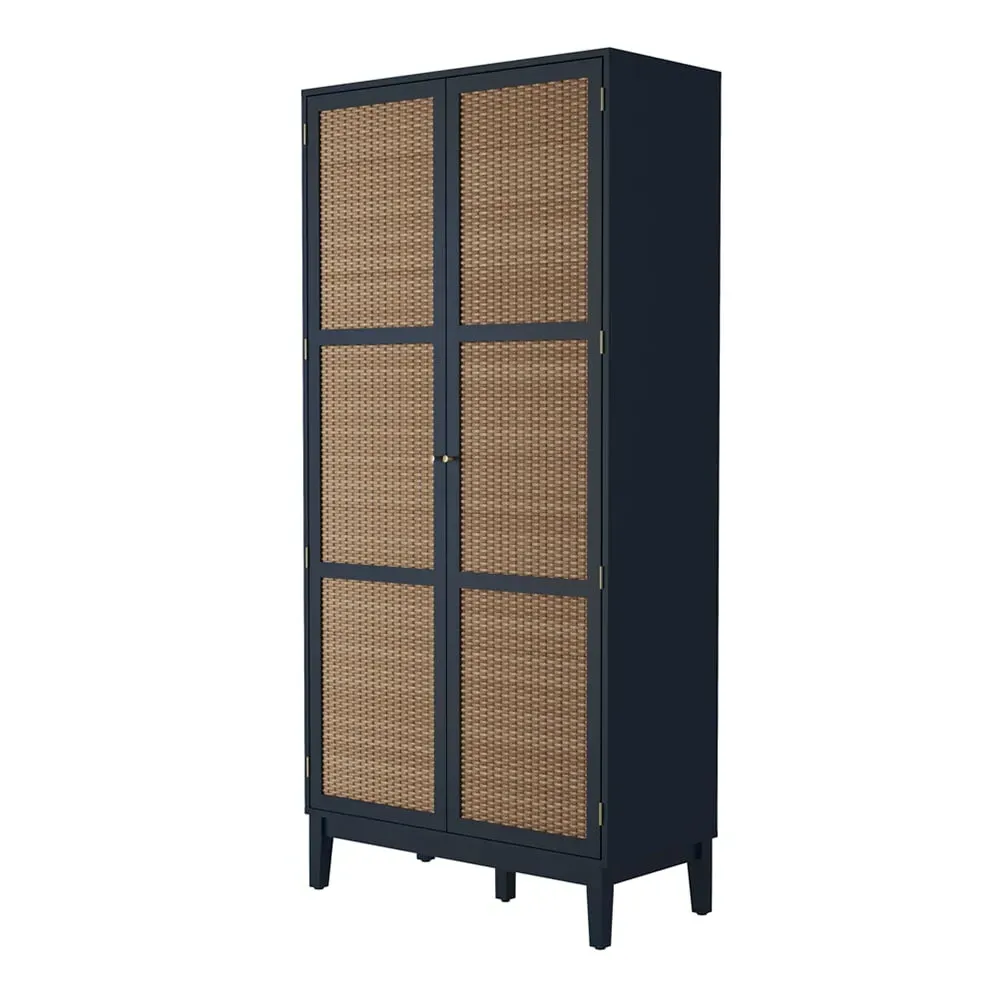 Bordeaux 2-Door Wardrobe - Blue, MDF