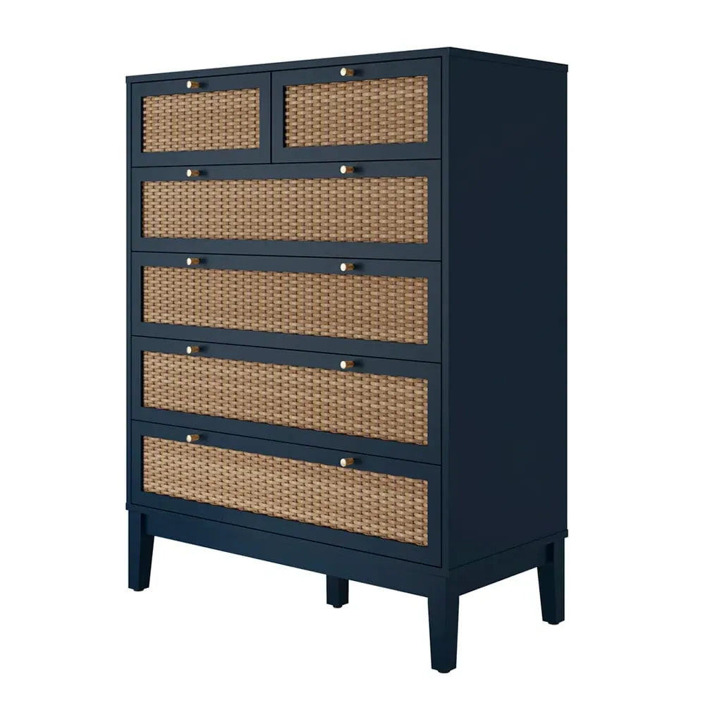 Bordeaux 6-Drawer Chest - Blue, MDF