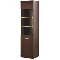 Bordon Tall Display Cabinet with LED - Chocolate Oak