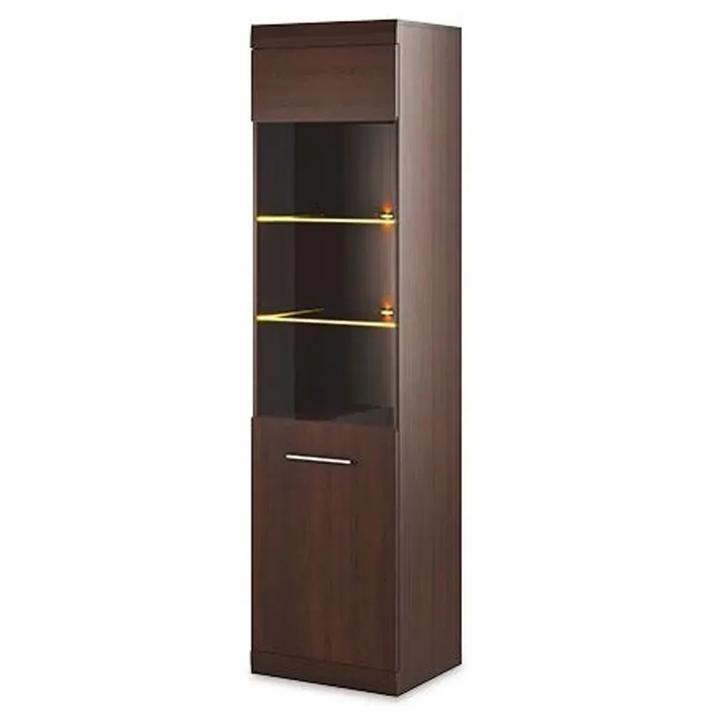 Bordon Tall Display Cabinet with LED - Chocolate Oak