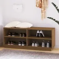 Boris Pinewood Shoe Storage Bench with Shelves - Brown