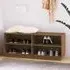 Boris Pinewood Shoe Storage Bench with Shelves - Brown