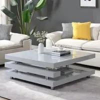 Borneo Square Coffee Table - Light Grey, High Gloss