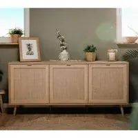 Borox 3-Door Sideboard with Raffia Decor - Sonoma Oak