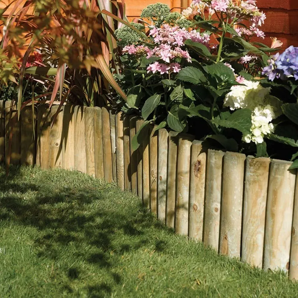 Bory Set of 2 Garden Border Roll Fence - Natural, Wood product