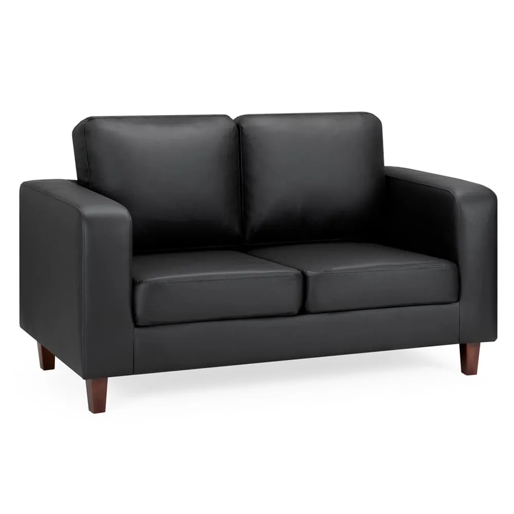 Boston 2-Seater Sofa - Black, Faux Leather image