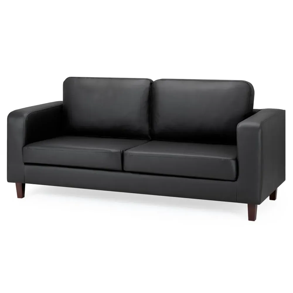 Boston 3-Seater Sofa - Black, Faux Leather