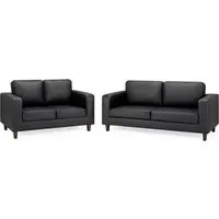 Boston 3+2 Seater Sofa Set - Black, Faux Leather