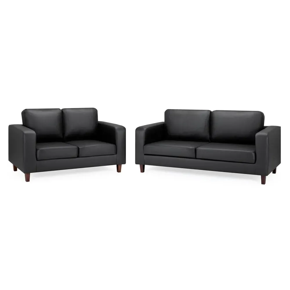Boston 3+2 Seater Sofa Set - Black, Faux Leather image