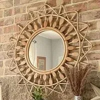 Bouake Round Wall Mirror - Natural, Rattan