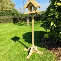 Boulder Garden Bird Table with Canopy - Natural, FSC Wood alternate view