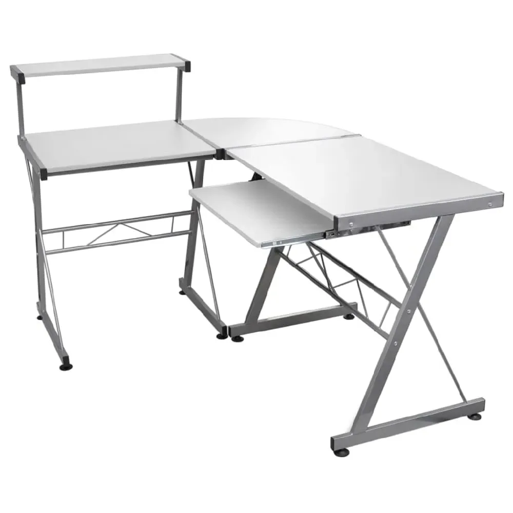 Boulder L-Shaped Corner Computer Desk with Shelf - White product