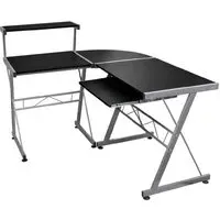 Boulder L-Shaped Corner Computer Desk with Storage - Black