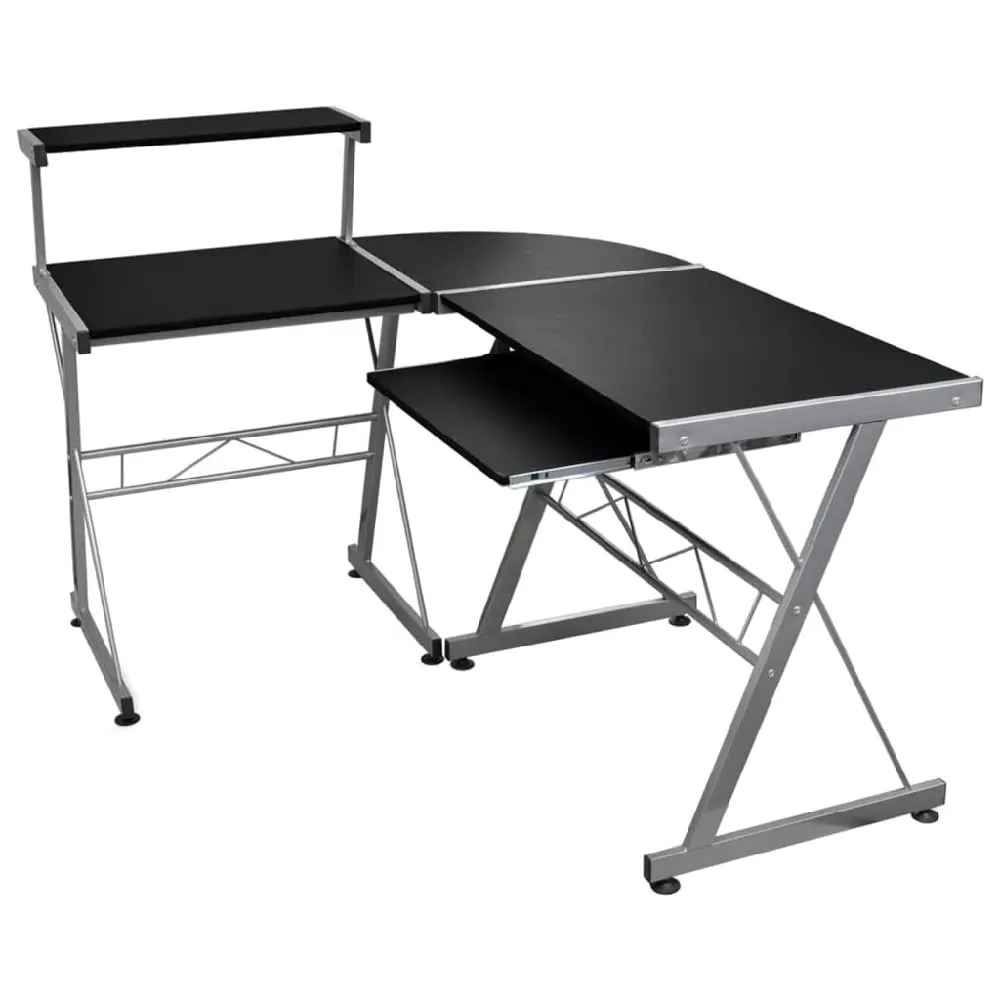 Boulder L-Shaped Corner Computer Desk with Storage - Black